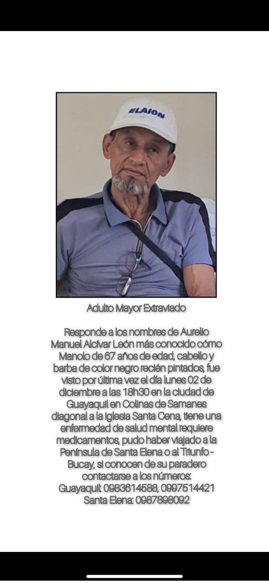 EmergenciasEc's tweet photo. #DesaparecidosEcuador
Ayuden a compartir por favor, gracias https://t.co/SYYrzkeI6w