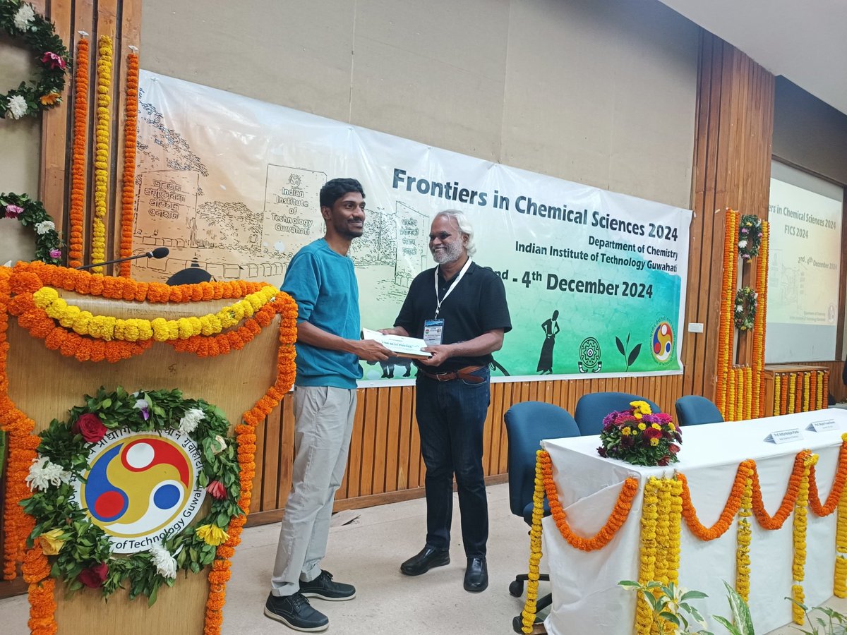 PalakkadIIT's tweet image. Congratulations!

Mr. Debashis Barik, Research Scholar, Department of Chemistry,  has been awarded the &apos;Best Poster Award&apos; at The FICS 2024 - 7th International Conference on Frontiers in Chemical Sciences, held from 2nd to 4th December 2024 at IIT Guwahati.
#iitpkd #FICS2024