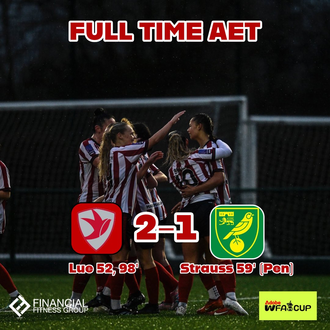 FULL TIME: HISTORY MAKERS. Thanks to Una Lue’s brilliant brace we have reached the FOURTH ROUND OF THE <a href="/AdobeWFACup/">Adobe Women's FA Cup</a> for the FIRST TIME EVER…. 

WHAT A TEAM. WHAT A GROUP. 🤩🤩🤩

🔴CTWFC 2-1 Norwich🟡

#CTWFC #FACup