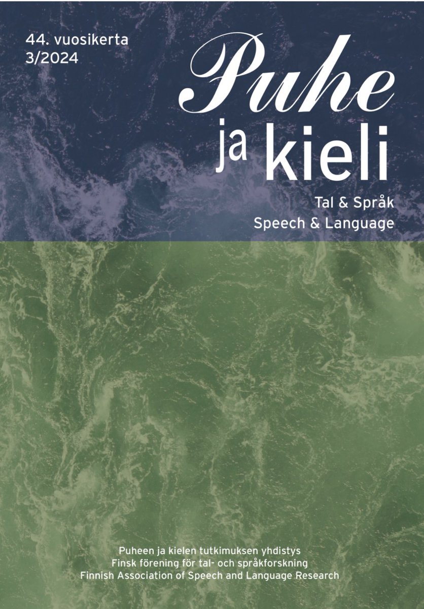mariwiklund1's tweet photo. ”Puhe ja kieli” -lehden numero 3/2024 on nyt julkaistu sekä verkossa että painettuna.

https://t.co/hV3aqiv9Zr https://t.co/4VQph1rUYh