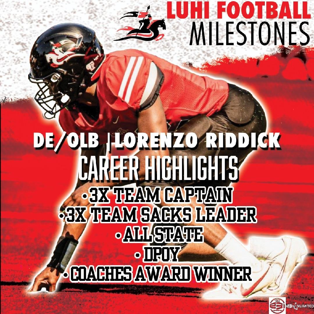 LuHi Football (@luhifootball) on Twitter photo π¨Career Highlights & Awardsπ¨
A 3 year starter for the Crusaders, Lorenzo Riddick led the team in sacks 3 consecutive seasons, finishing just 1 sack shy of breaking the school's alltime sack record. #WeAreLuhi
βͺοΈ10+ D1 offers
βͺοΈSigned w/ Fordham University
<a href="/RiddickLorenzo/">Lorenzo Riddick</a> π¨Career Highlights & Awardsπ¨
A 3 year starter for the Crusaders, Lorenzo Riddick led the team in sacks 3 consecutive seasons, finishing just 1 sack shy of breaking the school's alltime sack record. #WeAreLuhi
βͺοΈ10+ D1 offers
βͺοΈSigned w/ Fordham University
<a href="/RiddickLorenzo/">Lorenzo Riddick</a>