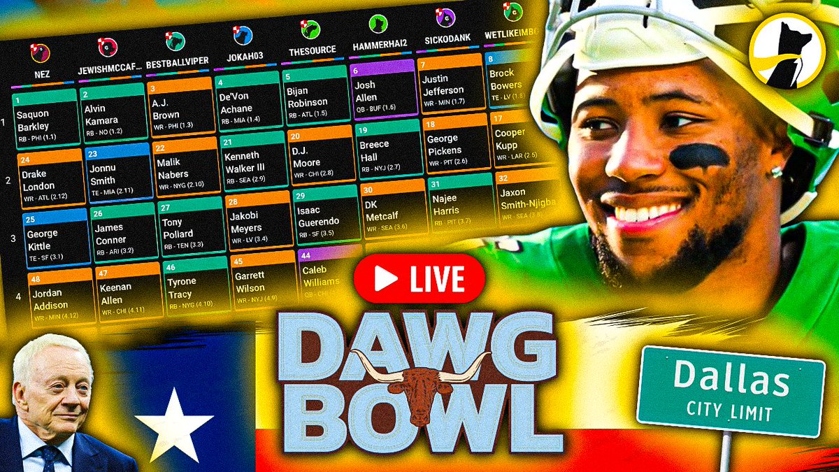 peteroverzet's tweet photo. reviewing the dawg bowl lineups before lock rn w/ @JoshNorris, @Roto_Run &amp; @NEZtakes https://t.co/pvy4nNl5os https://t.co/tqOSX804pW