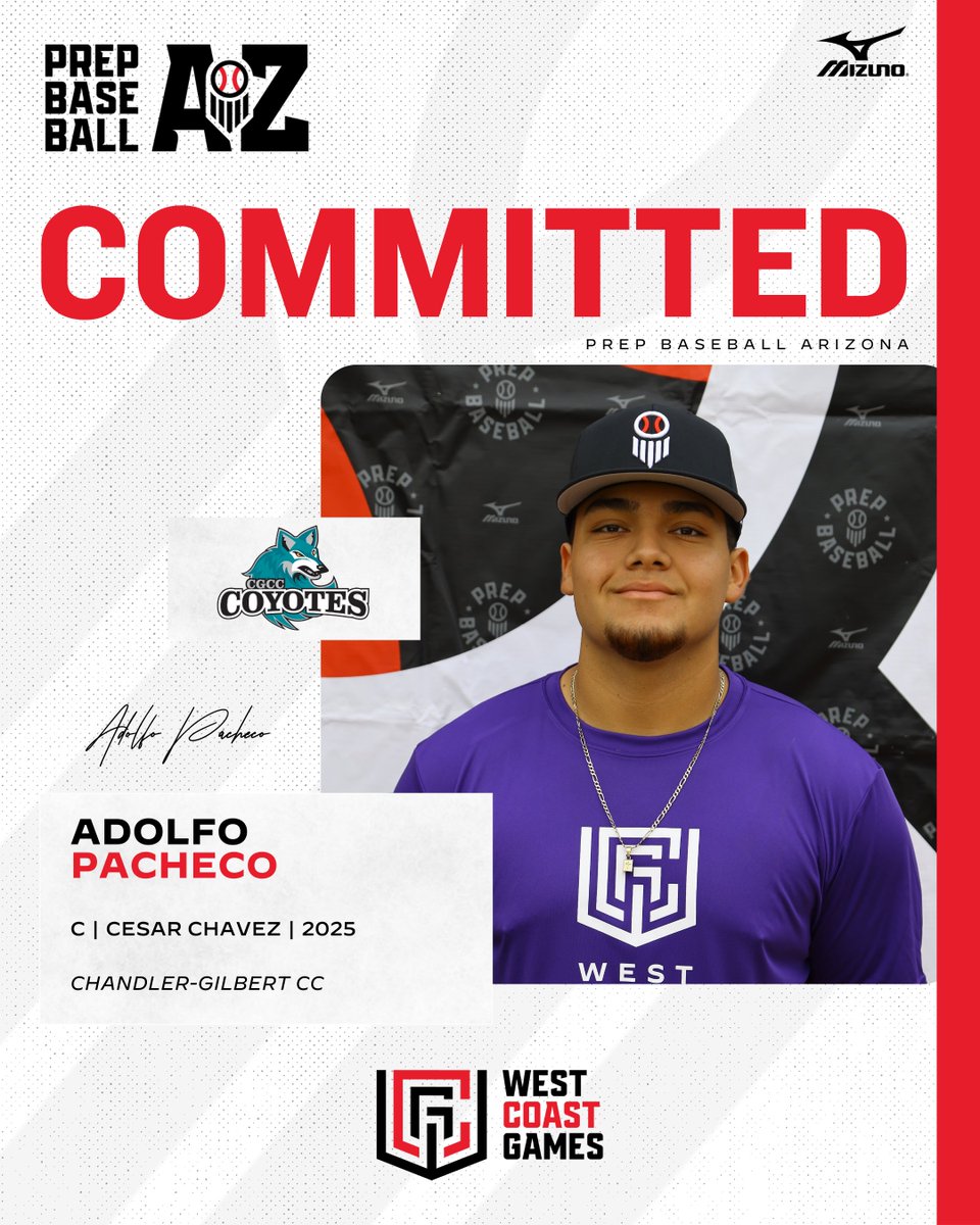 🚨𝐂𝐎𝐌𝐌𝐈𝐓𝐌𝐄𝐍𝐓 𝐀𝐋𝐄𝐑𝐓🚨

'25 C Adolfo Pacheco (Cesar Chavez) has announced his commitment to Chandler-Gilbert CC.

The West Coast Games alum was the top uncommitted senior catcher in the State.

👤 loom.ly/jsk5jiM | @Pacheco34adolfo