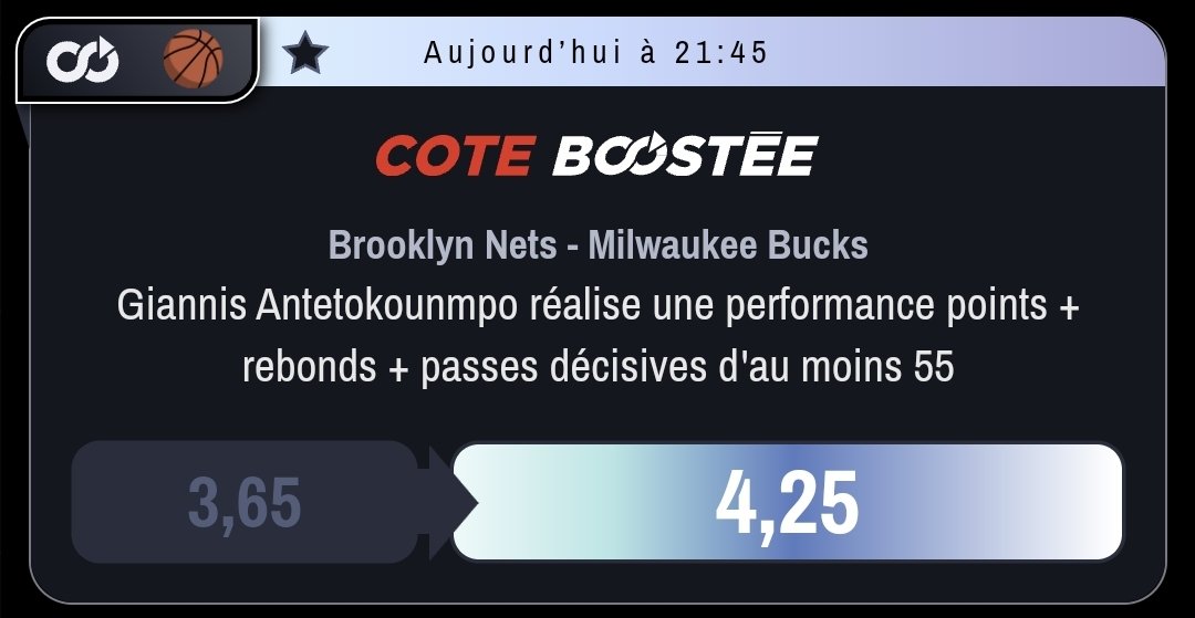 JDEMPIREOFF's tweet photo. #ROADTOXMAS
0⃣9⃣
🏀 Giannis over 54,5 PRP (4,25)
La cote est magnifique, on se la tente en espérant un match de fou du Grecs 😁!!
RT & 💙 pour envoyer de la force! #TeamParieur https://t.co/EQRJzy1xRI