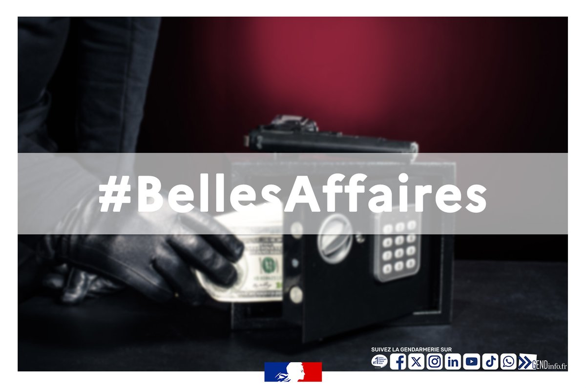 Gendarmerie's tweet photo. #CriminalitéOrganisée 🔒 785.000 € de préjudice. L'Office central de lutte contre la délinquance itinérante #OCLDI met fin à un réseau criminel qui agissait de nuit pour découper les coffres-forts à la disqueuse et dérober du numéraire 💶:
➡️7 individus interpellés https://t.co/c4CwtnOHyL