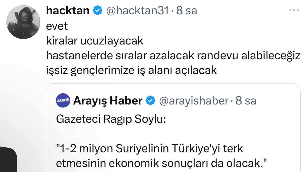 Hiçbiri olmayınca temel sorunun Suriyeliler olmadığını anlayacaklar. 

“Peki, şimdi halimiz ne olacak barbarlar olmadan?
Onlar bir çeşit çözümdü bizim için”