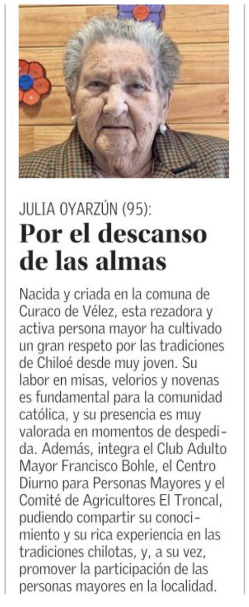 El Mercurio destaca a esta mujer chilota entre los 100 líderes mayores del año 2024.#Chiloe #CuracodeVelez