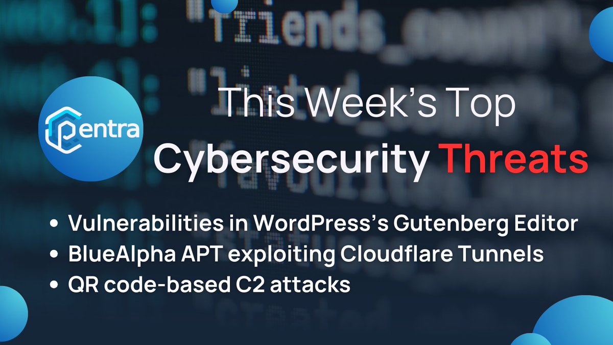 pentra_ai's tweet photo. 🌐 Cybersecurity News: Top Threats to Watch This Week

1️⃣ WordPress Gutenberg Editor Vulnerability
A critical flaw in the WordPress Gutenberg Editor could allow attackers to bypass security restrictions, putting millions of websites at risk. Immediate updates are essential to secure sites.

2️⃣ BlueAlpha APT Exploiting Cloudflare Tunnels
The BlueAlpha APT group is leveraging Cloudflare Tunnels to bypass network defenses and exfiltrate sensitive data. This highlights the need for vigilance, even with trusted technologies.

3️⃣ QR Code-Based Command-and-Control (C2) Attacks
Threat actors are using QR codes to bypass browser isolation security measures, introducing a novel and dangerous attack method.

🛡️ These threats underline the importance of proactive monitoring and innovative security measures. Pentra remains dedicated to empowering cybersecurity professionals with tools to tackle evolving challenges effectively.

How is your organization preparing for these emerging threats?

#CyberSecurity #ThreatIntelligence #APT #WordPress #Cloudflare #QRCode #ThreatHunting #RiskManagement #DataProtection #InfoSec #Automation #TechInnovation #CyberAwareness #ZeroTrust