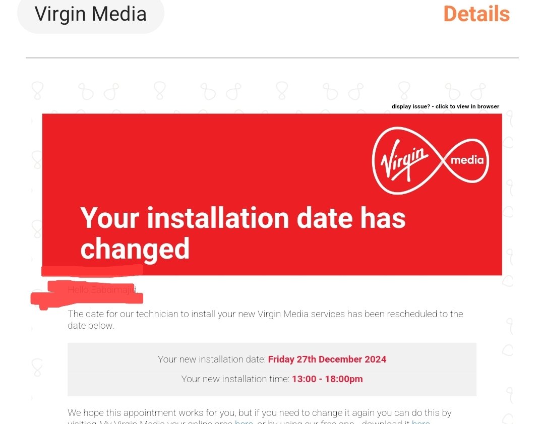 UKKENYASHIPPING's tweet photo. How can I file a complaint about @virginmedia? Since October 10, 2024, my internet installation has been rescheduled four times. Today, they provided a new date of December 27, 2024, but I have no confidence it will actually happen. @virginmedia https://t.co/gYqyWMvycg