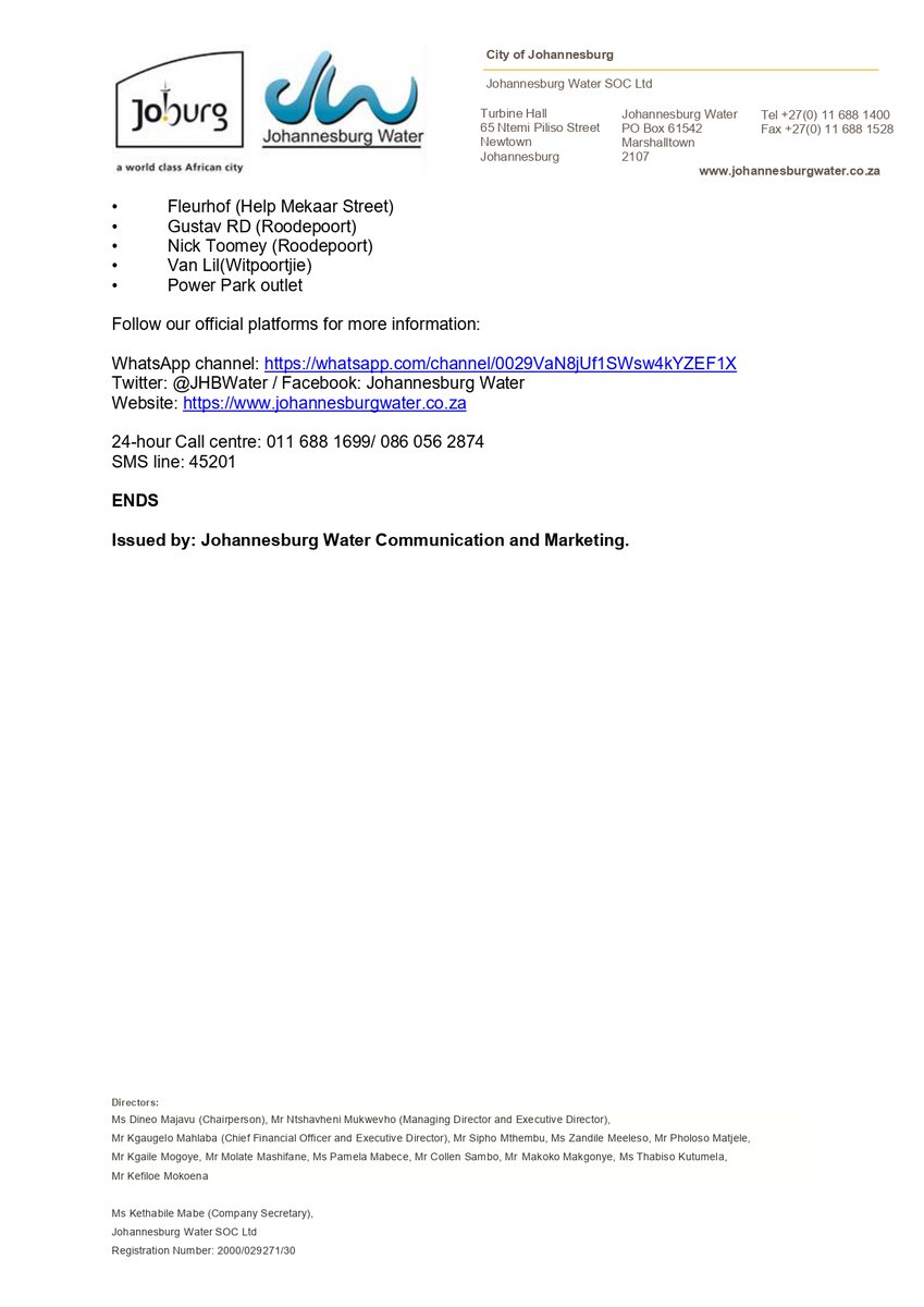 Johannesburg Water tweet media