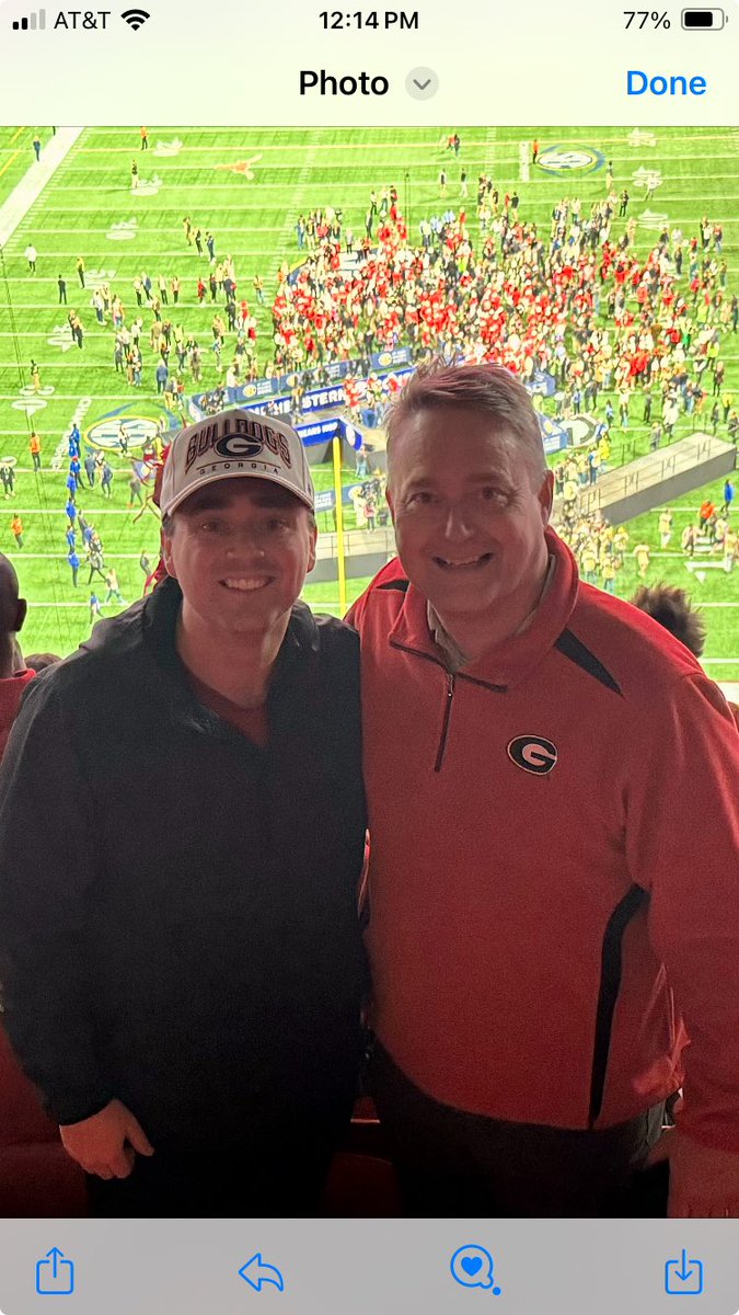 AjsGreenClean's tweet photo. What a great memory with my son!  Go Dawgs!  What a great game!  UGA https://t.co/VBSh8Jobdr