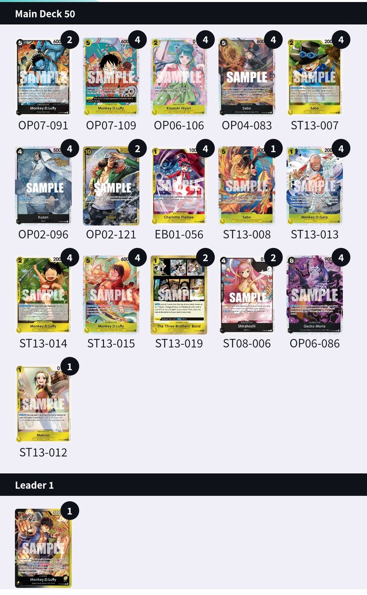 Top 32 in Utrecht Finals.
Heartbreaking loss,I felt like I had a real shot at worlds but lost due to no 5c sabo and 2 issho (in a BY mirror ☠️)
Wanna shoutout all my friends for having my back and supporting me.
<a href="/gionni223/">gionni</a> <a href="/RobertoOPTCG/">Roberto Rondino</a> <a href="/ElninoOPTCG/">Elnino</a> <a href="/skinflux/">ににににににに</a>  <a href="/LuigiAmatoTCG/">Luigi Amato</a>