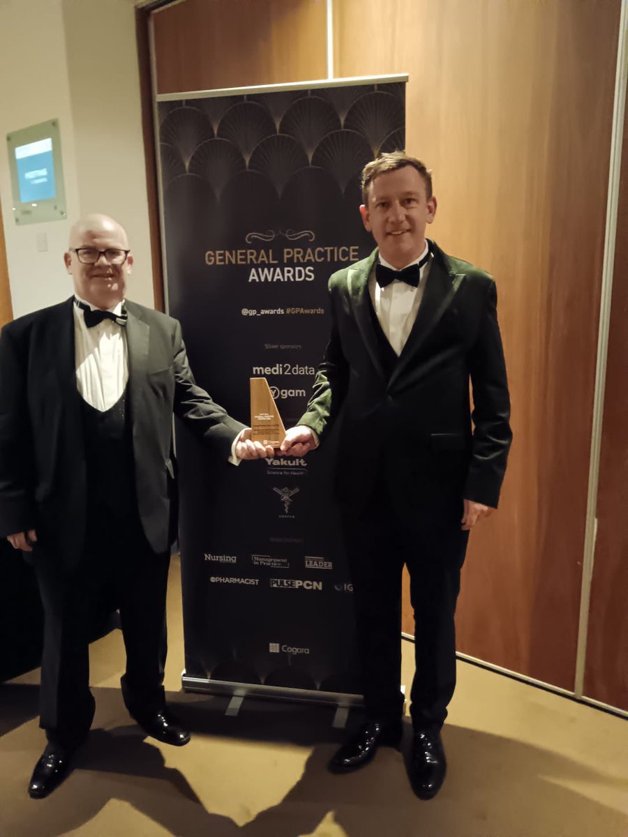DocRyYoung's tweet photo. Great night at General Practice Awards. Honoured to win GP Team of the Year for out Homeless Palliative Care MDT. Joint working between @brownlowcentral and @LiverpoolHosp @mariecurieuk. #GPawards https://t.co/7DCdiB5Glt