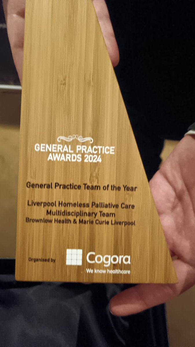 DocRyYoung's tweet photo. Great night at General Practice Awards. Honoured to win GP Team of the Year for out Homeless Palliative Care MDT. Joint working between @brownlowcentral and @LiverpoolHosp @mariecurieuk. #GPawards https://t.co/7DCdiB5Glt