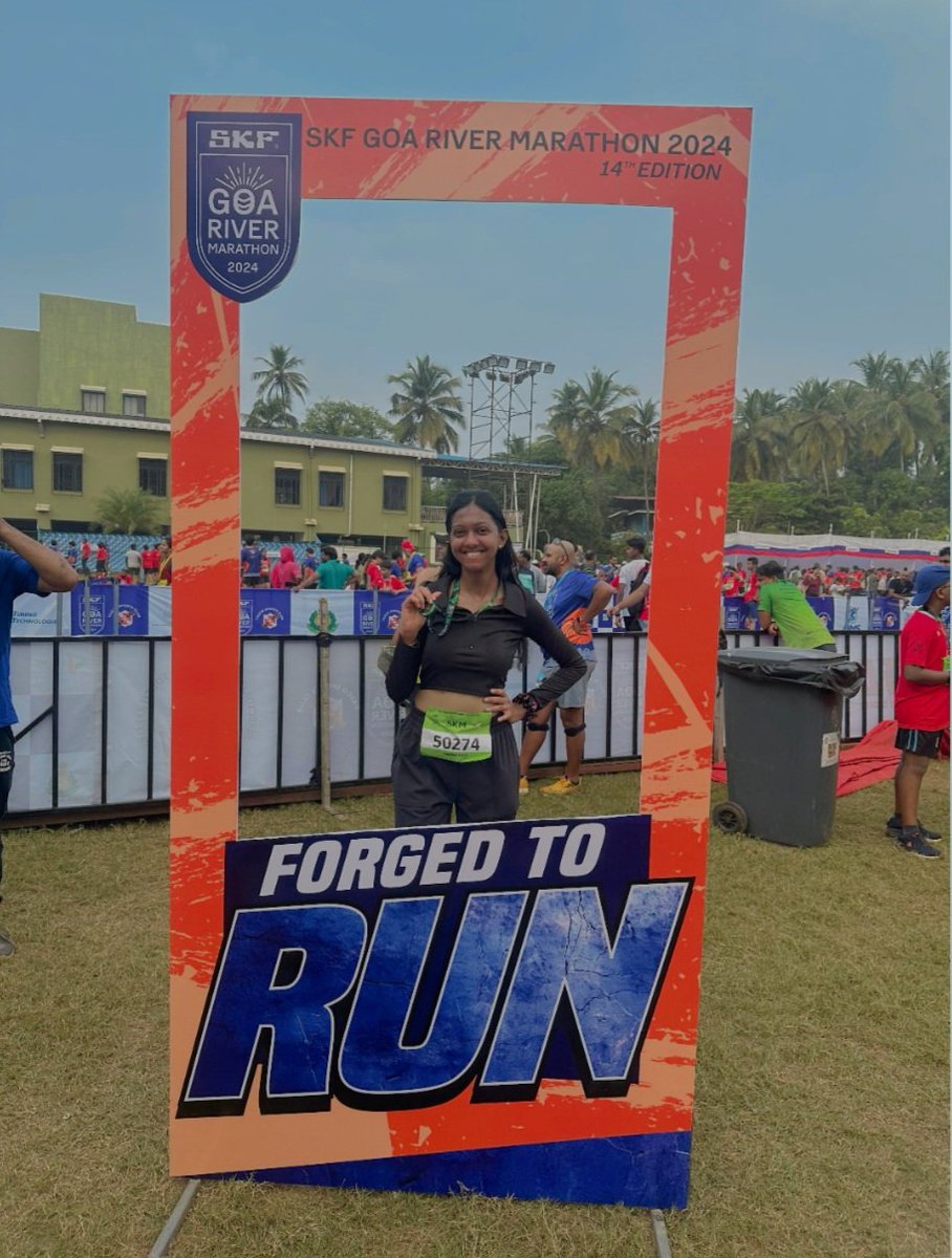 VBcodes's tweet image. Made my 5K debut at the SKF Goa River Marathon — it only gets better from here! ✨️🏅