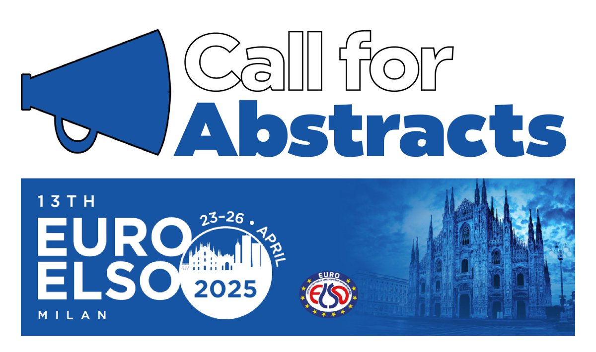🖌 LESS than a month to submit #ECMO #ECLS #ECPR #MCS #EISOR abstract(s) for #EuroELSO2025! All accepted will be published in a special issue of Perfusion &amp; presented onsite!
📎 bit.ly/EuroELSO2025
🗓️ pre-congress: April 23-24, 2025
🗓️ congress: April 24-26, 2025
🇮🇹 Milan