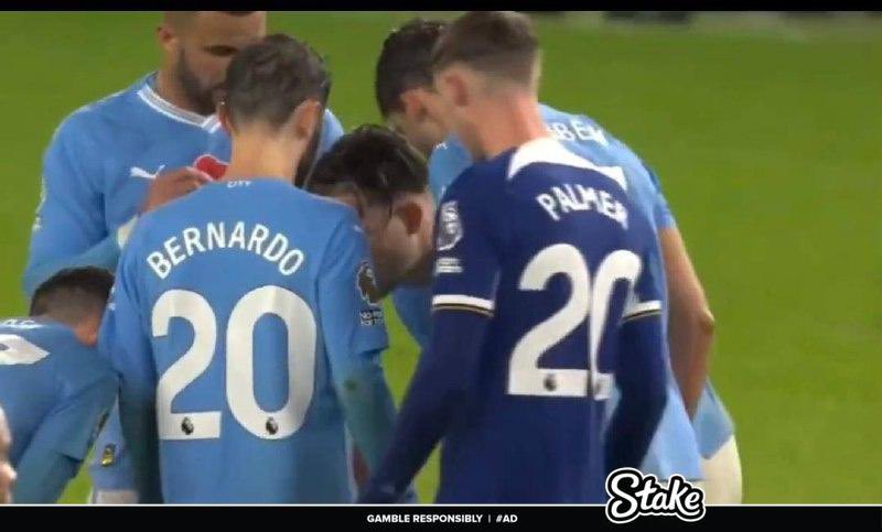 MCFC_AMO's tweet photo. Cole Palmer tying to listen to Man City last minutes tactics makes me laugh every time😂 https://t.co/cdDuefKDU7