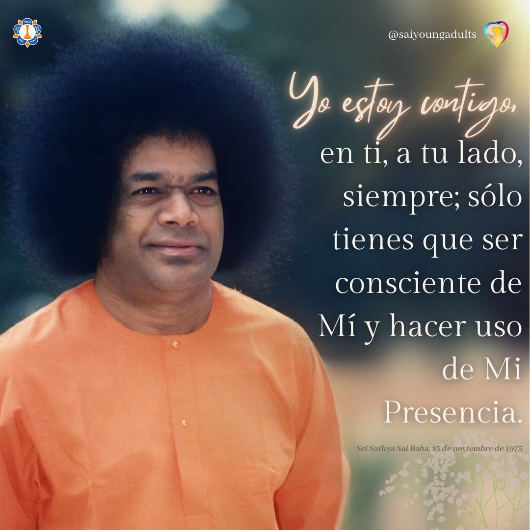 saiyoungadults's tweet photo. ✨ A gentle reminder: Divine presence 💫 is always with you, guiding and supporting - stay aware, and trust in its power 🧡.
#SaiYoungAdults #SSSIO #SriSathyaSaiBaba#DivinePresenceWithin #InnerDivinity #OmnipresentSwami https://t.co/imAUe9WxPx