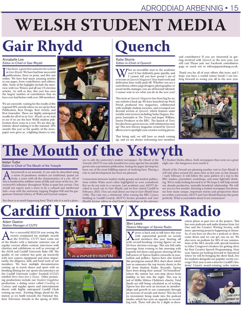 I have so much love and respect for student media in Wales! 🏴󠁧󠁢󠁷󠁬󠁳󠁿💙