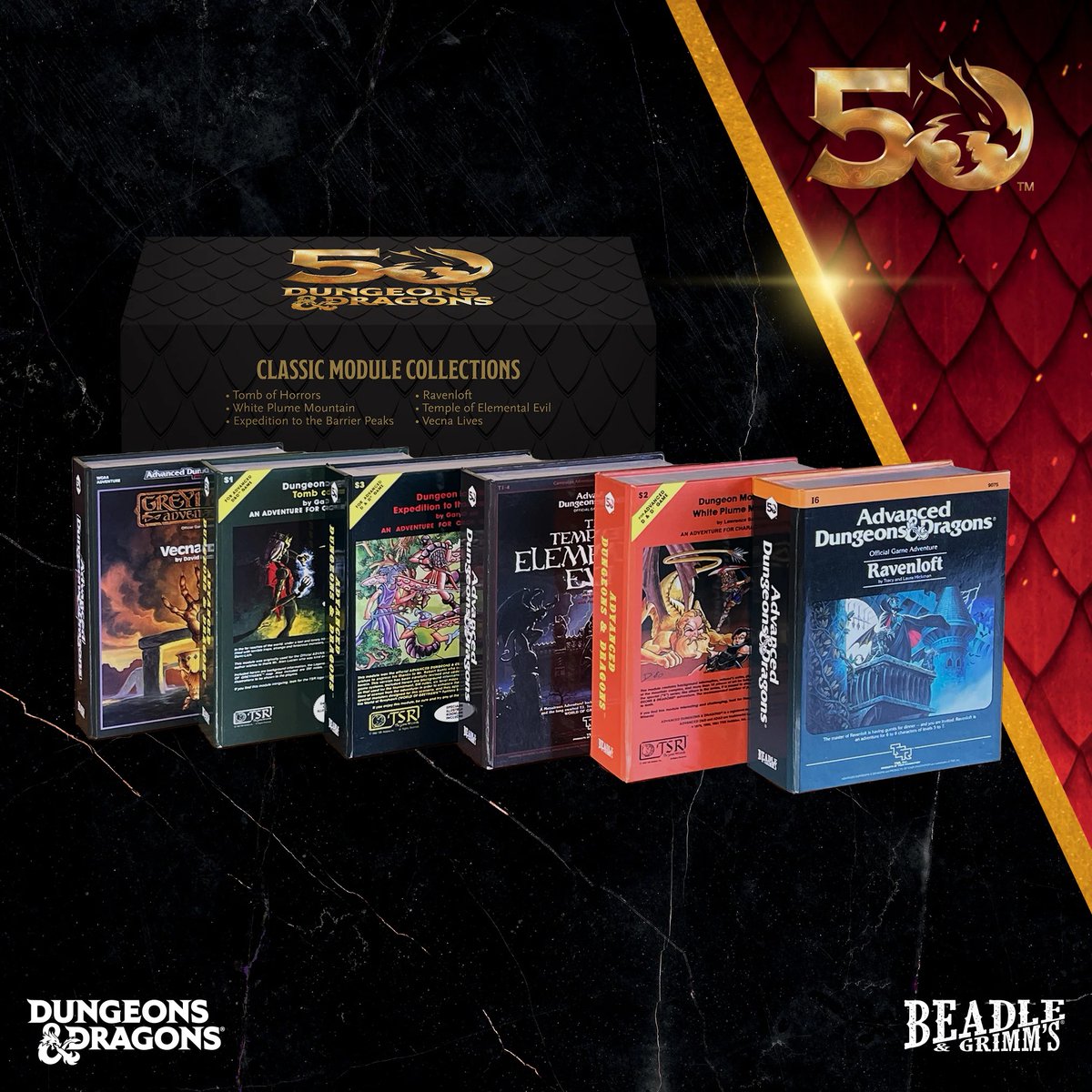 BeadleAndGrimms's tweet photo. Come by our booth (3245) at PAX Unplugged to see ALL 6 versions of the Classic Module dice sets! These collector's Editions were made for the 50th anniversary of DND, and they make great holiday gifts!
#PAXUnplugged #dnd50 #dicesets https://t.co/V6JMdG56Fc