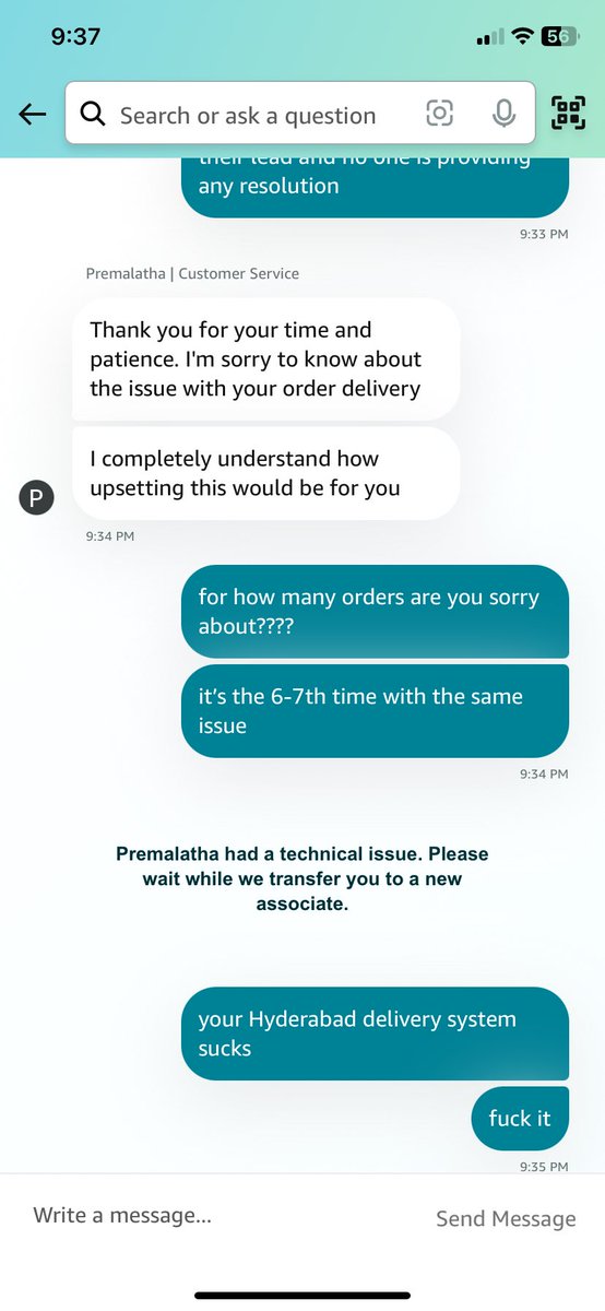 anupamporwal's tweet photo. @AmazonHelp @amazonIN @amazonIN @AmazonHelp your customer care executive left the chat purposely. And I’m not worried about refunds. The delayed delivery to a prime member again and again is a crime. It’s embarrassing if the item is a gift. Happened the 6th time now. Not renewing my #prime membership https://t.co/8VKoYQXCo0