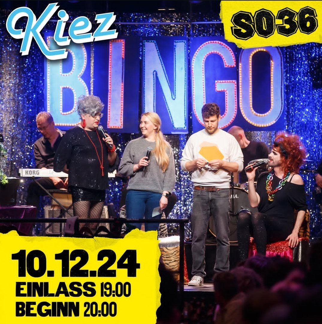 💥Am Dienstag gibt's wieder Kiez-Bingo!
🔥Diesmal Soli für Görli zaunfrei!
Es gibt noch Tickets an der Abendkasse🍾