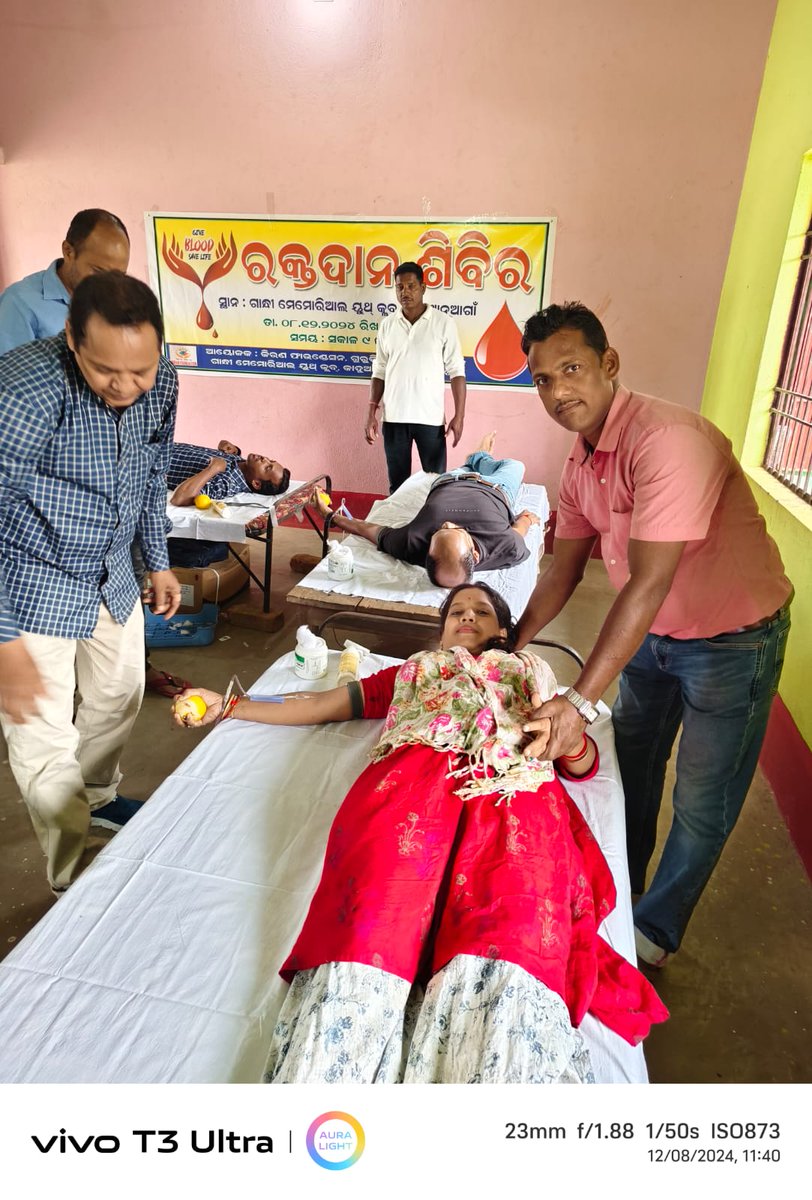 Organizing a Blood donation programme @ kaduanuagaon, Gurudijhatia, Cuttack on 08/12/2024 in association with S.C.B medical college, Cuttack &amp; 39 units of blood collected.