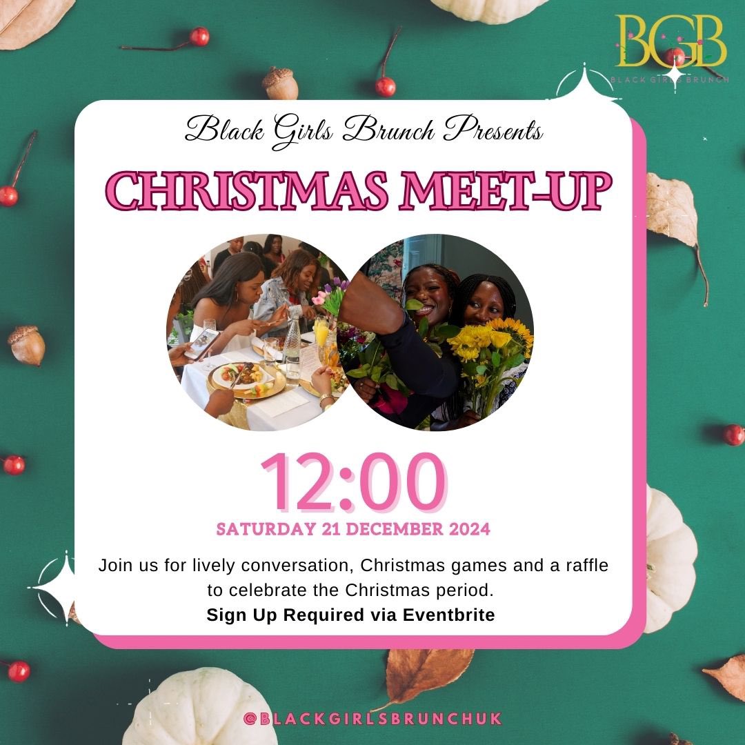 Join us for the final Black Girls Brunch Event of the year! 🎄

Enjoy a FREE hot drink, a raffle with amazing prizes, &amp; great convo with like-minded women. 

Tickets required – limited seats: eventbrite.com/e/1095632790169

Let's end 2024 on a high! 🎉
#BlackGirlsBrunchUK  #FestiveFun