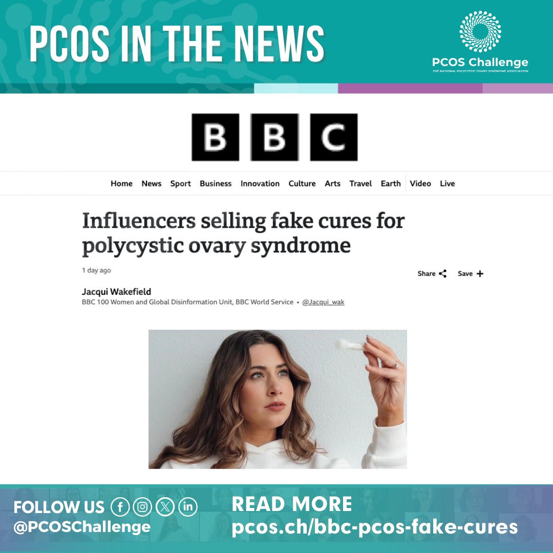 pcoschallenge's tweet image. ⚠️ BBC News investigation reveals dangerous trend of influencers promoting unproven PCOS 'cures.' These unauthorized treatments can delay proper medical care and pose serious health risks. Learn more in this BBC article featuring @pcoschallenge: pcos.ch/bbc-fake-pcos-….…