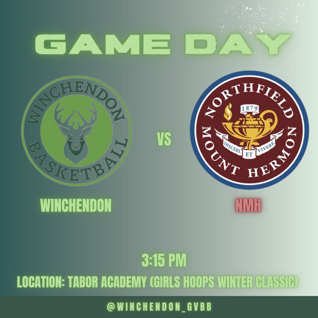 GAME DAY 🤍

🆚 Northfield Mount Hermon 

📍Tabor Academy (Girls Hoops Winter Classic)

⏰ 3:15 PM 

📺 fan.hudl.com/usa/ma/marion/…