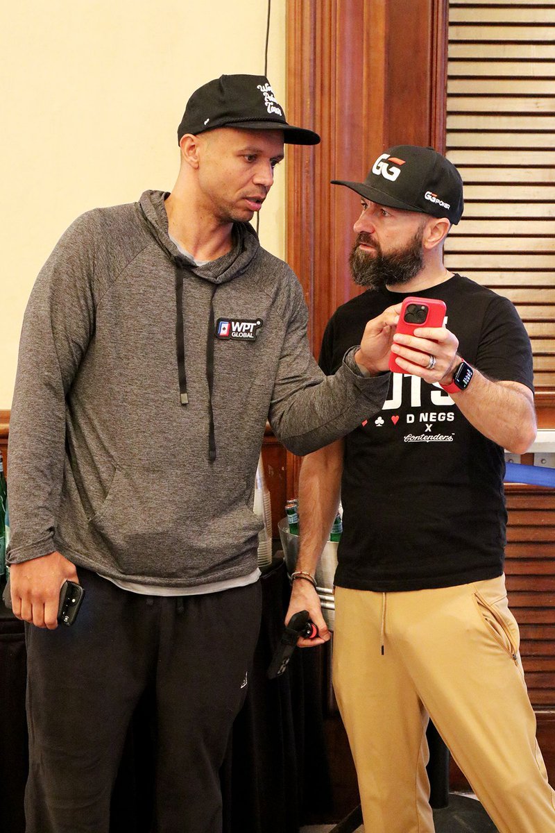 Legends at work! <a href="/RealKidPoker/">Daniel Negreanu</a> <a href="/philivey/">Phil Ivey</a> #wsopPARADISE #TritonMillion
