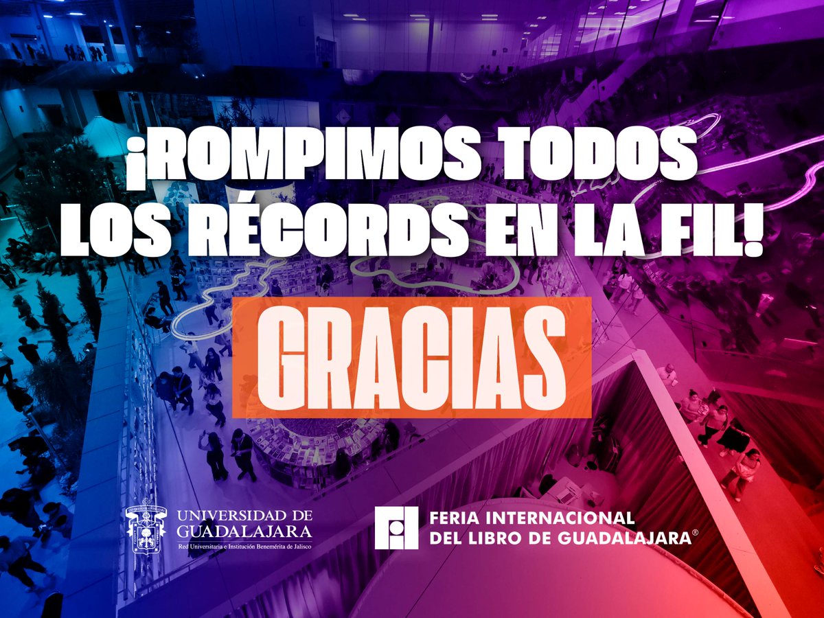 ¡LA <a href="/FILGuadalajara/">FIL Guadalajara</a> ROMPE TODOS SUS RÉCORDS! 🎉

Tuvimos más asistentes, presencia de editoriales y ventas de libros que nunca 📖

¡Gracias por hacerlo posible! 👏❤️📚