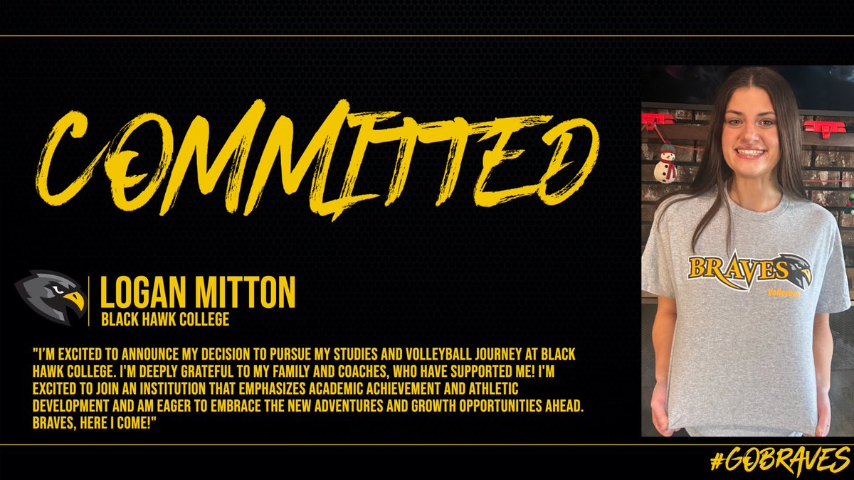 mitton_logan's tweet photo. I am super excited to announce that I will committing to Black Hawk College to continue my volleyball and education Journey! thank you to all my coaches, friends and family for making this possible! https://t.co/8pp3YfqmXR