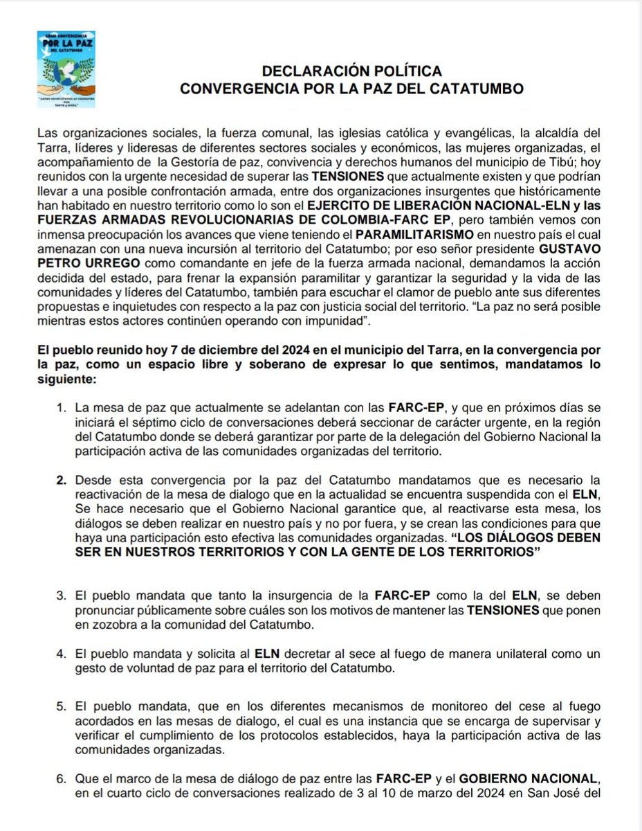 Asociación por la Unidad Campesina del Catatumbo tweet media