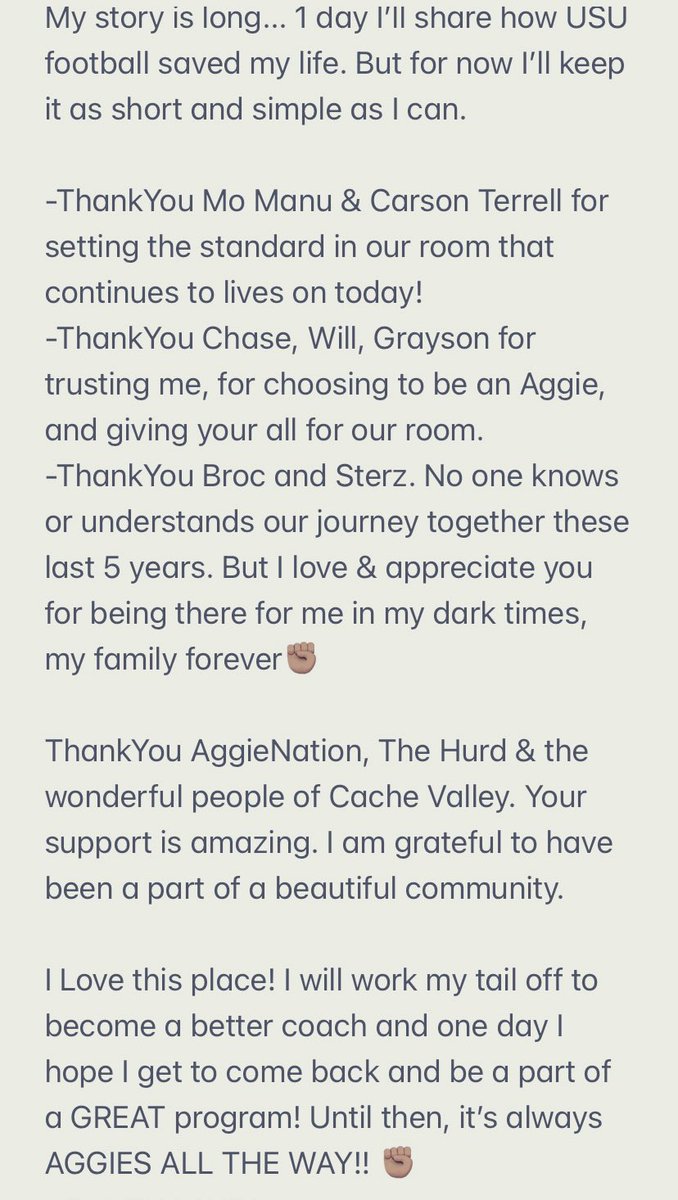 The Aggies are in good hands.. Trust the new staff, and continue to support the boys! My time has come to an end.. but I’m always an AGGIE4LIFE!!