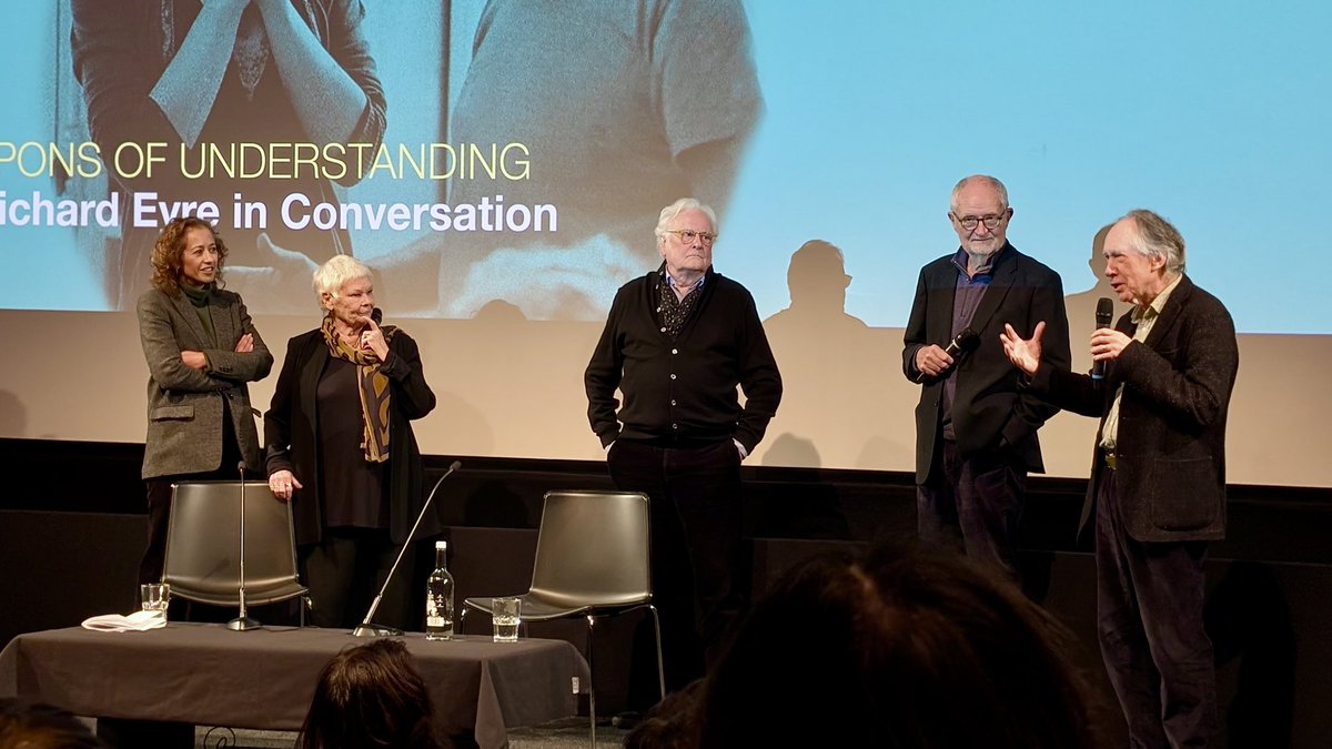 Richard Eyre discussing his extensive film &amp; tv career with <a href="/SamiraAhmedUK/">Samira Ahmed</a> at BFI Southbank today. A season of his work continues until the end of the month. Lovely surprise appearances at the end from Jim Broadbent, Ian McEwan and Judi Dench - on the eve of her 90th birthday.