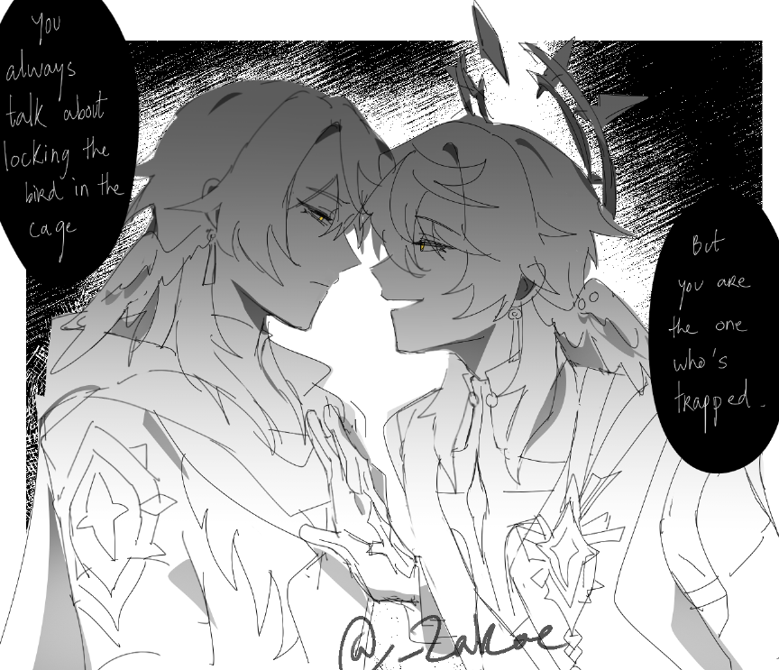 _Zakoe's tweet photo. I had to draw that at least once! just a doodle #SundayHSR https://t.co/eqs9y4W4tw