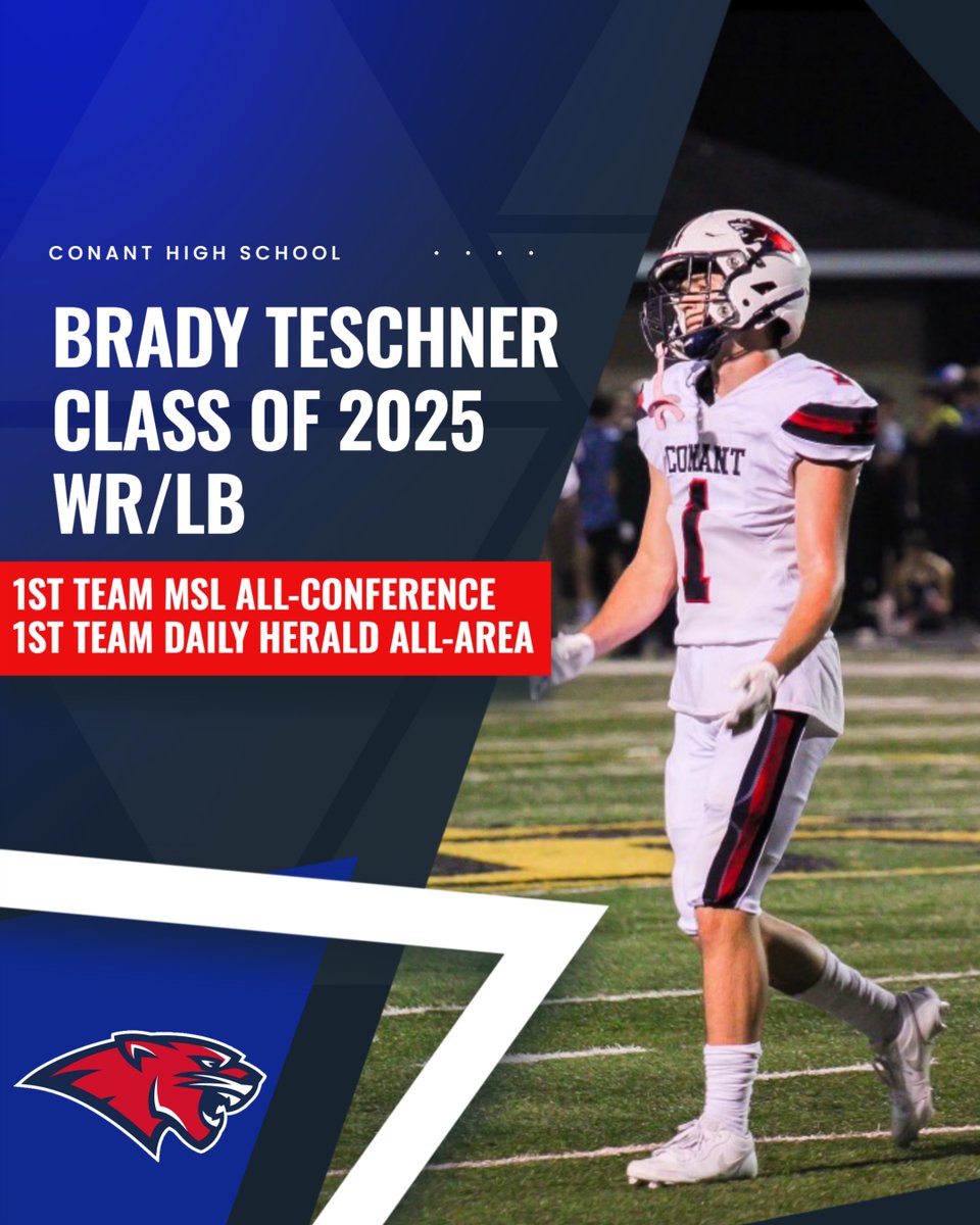 Brady Teschner (@bradyteschner) on Twitter photo Thank you to <a href="/dhpreps/">Daily Herald Preps</a> for the 1st Team All Area Honor. Still looking for a home.
34 REC, 372 yds 1 TD; 48 ATT, 272 yds rushing; 27 Tackles, 16 AT, 1 Fumble Caused
<a href="/grid_irons/">GridIrons</a> <a href="/PrepRedzoneIL/">Prep Redzone Illinois</a> <a href="/EDGYTIM/">Timothy “EDGYTIM” OHalloran</a> <a href="/mikeclarkpreps/">MikeClarkPreps</a> <a href="/LemmingReport/">Tom Lemming</a>
<a href="/michaelsobrien/">Michael O'Brien</a>
hudl.com/v/2Q44zC Thank you to <a href="/dhpreps/">Daily Herald Preps</a> for the 1st Team All Area Honor. Still looking for a home.
34 REC, 372 yds 1 TD; 48 ATT, 272 yds rushing; 27 Tackles, 16 AT, 1 Fumble Caused
<a href="/grid_irons/">GridIrons</a> <a href="/PrepRedzoneIL/">Prep Redzone Illinois</a> <a href="/EDGYTIM/">Timothy “EDGYTIM” OHalloran</a> <a href="/mikeclarkpreps/">MikeClarkPreps</a> <a href="/LemmingReport/">Tom Lemming</a>
<a href="/michaelsobrien/">Michael O'Brien</a>
hudl.com/v/2Q44zC