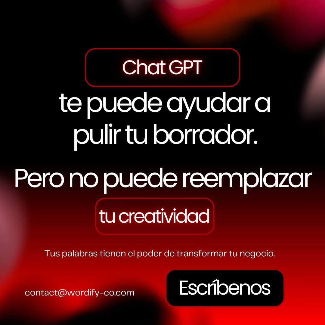 wordify_co's tweet photo. 💡#ChatGPT mejora tus textos, pero la #creatividad que conecta y convierte viene de ti.
📝 ¿Listo para transformar tu #negocio?
📩 contact@wordify-co.com
#WORDIFY #copywriting https://t.co/K49ZxlVFTU