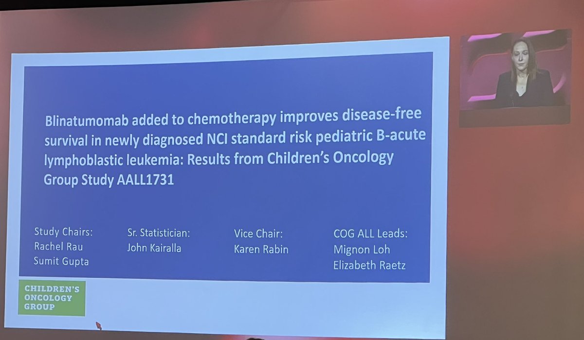 PedsHemeDoc's tweet photo. Truly thrilling &amp; inspiring to see the #ASH24 plenary presentation by Rachel Rau on Blinatumomab in children with SR-B-ALL - amazing collaborative work through @COGorg making real improvements in the care of children with leukemia❤️👏❤️ #PHO @ASH_hematology https://t.co/7JehosOjrB