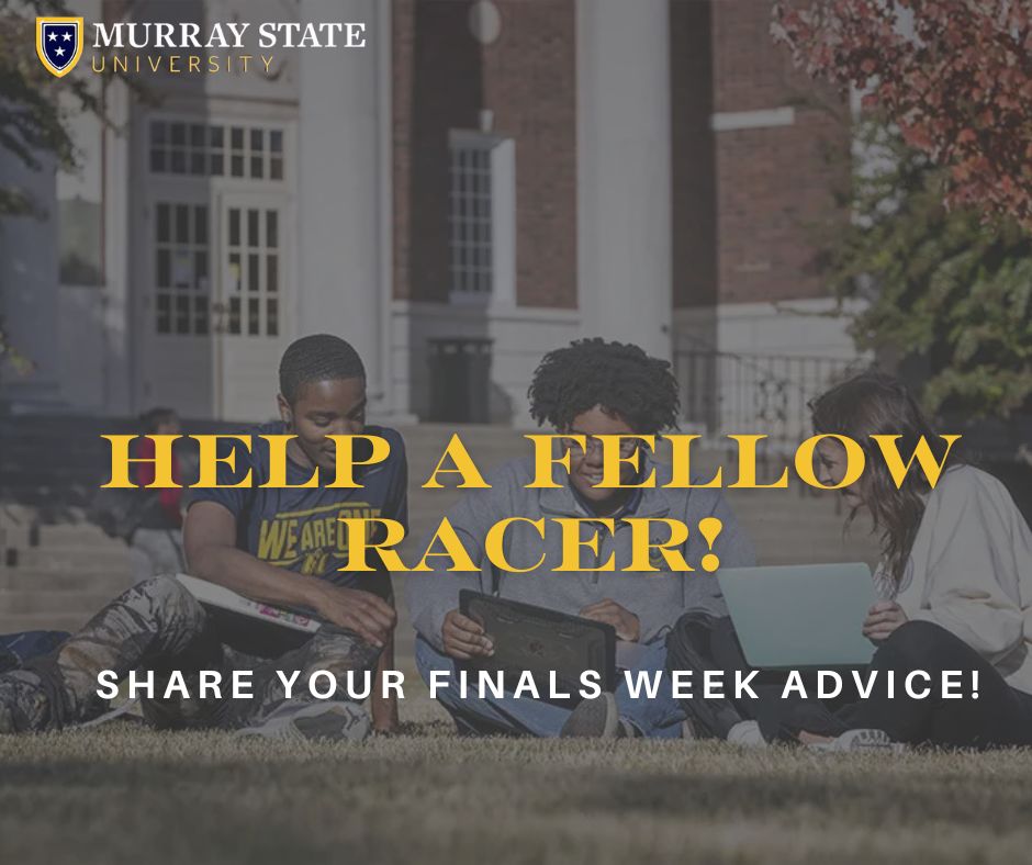 murraystateuniv's tweet image. Racers, it’s time to rally! What’s your secret to surviving finals week? Tips, tricks, or even a pep talk, let&apos;s hear it all. Tag a fellow Racer who needs this advice and share your wisdom in the comments below!
#RacersSupportRacers #FinalsSurvivalGuide #StudyLikeAPro