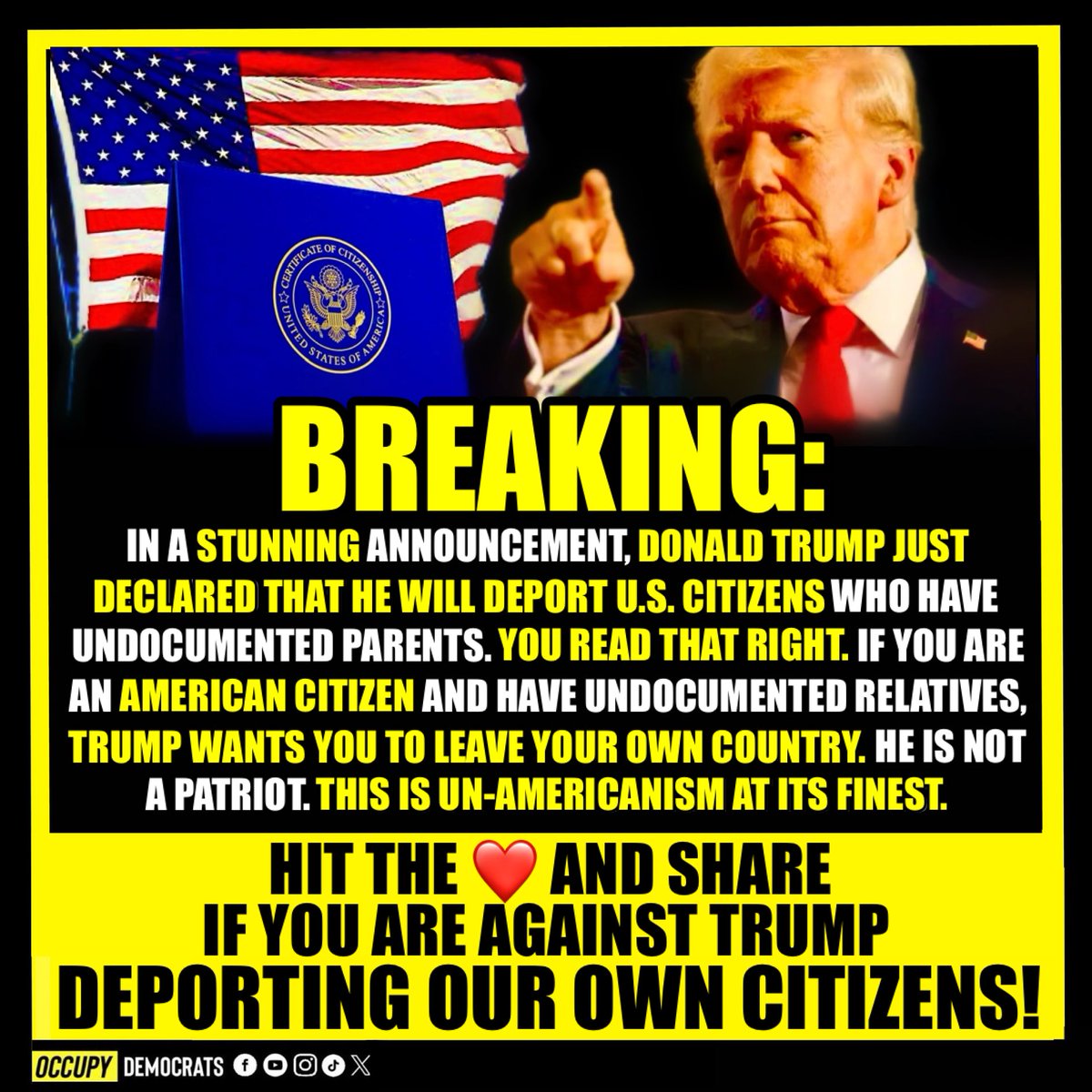 This is an absolute OUTRAGE! Hit the ❤️ &amp; retweet if you agree, America! 🇺🇸👍 
Follow us 👉 <a href="/OccupyDemocrats/">Occupy Democrats</a> <a href="/Poptivism_/">Poptivism_</a> ‼️#Trump #MassDeportationsNow #massdeportation