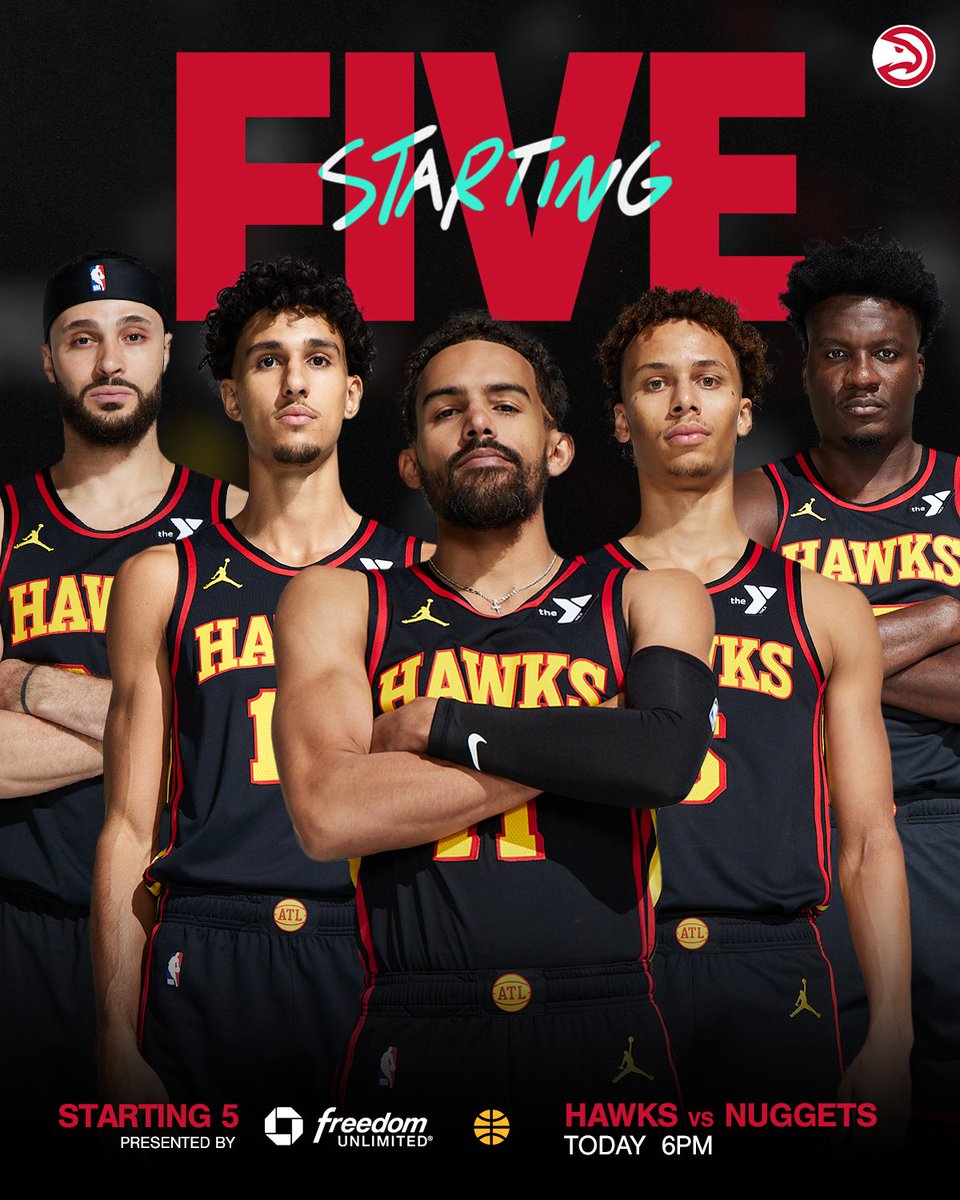 ATLHawksBrz's tweet photo. Starting 🖐 

1️⃣1️⃣> @TheTraeYoung 
5️⃣> @DysonDaniels 
1️⃣0️⃣> @Zacch_10 
2️⃣2️⃣> @Larrydn22
1️⃣5️⃣> @CapelaClint 

#TrueToAtlanta #ATLvsDEN https://t.co/sWHRZTdyBo