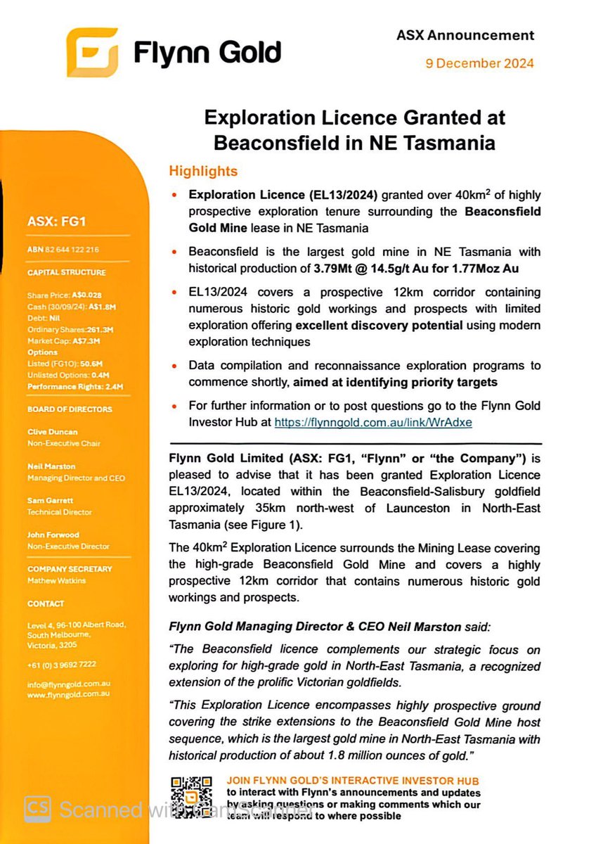 SalvadorMaurice's tweet image. $FG1 #FG1

Exploration Licence Granted at Beaconsfield in NE Tasmania

Beaconsfield is the largest #gold mine in NE Tasmania with historical production of 3.79Mt @ 14.5g/t Au for 1.77Moz Au