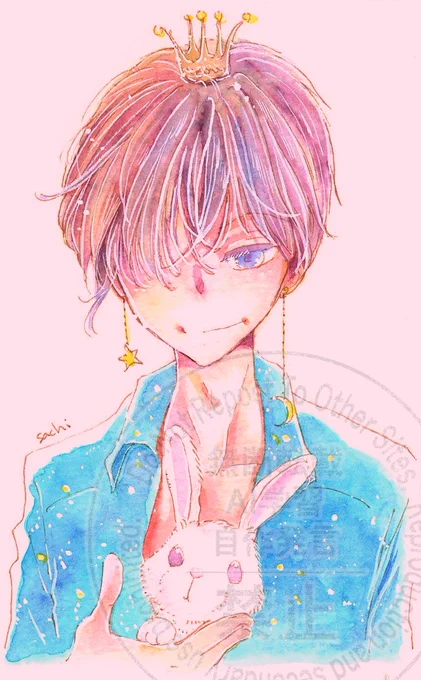 おはようございます。昨日は描きかけの絵を見てくださってありがとうございました明日また続きをたまの王子様(PCで少し色加工であそびました)よい一週間になりますよう 