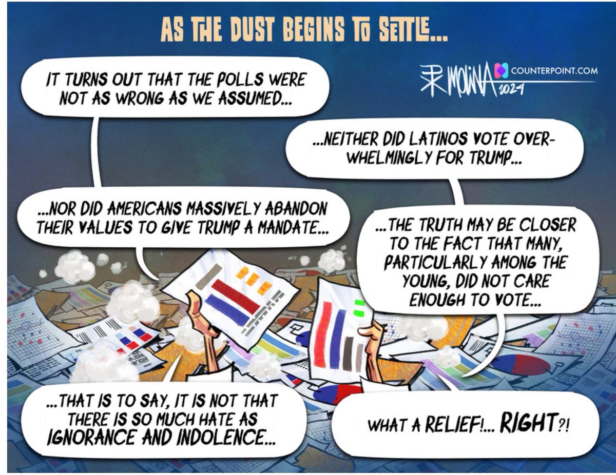ablueview's tweet photo. The final counts:
1) Trump's victory margin was a historically tiny 1.47%
2) D's netted 1 House seat for a total of 215 to 220. The R's have a nearly ungovernable, tiny, 2-seat margin.
The electorate has spoken: #NoMandate #NoMajority #NoCoattails #StillEvenlyDivided #KeepResisting