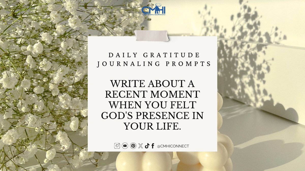 Take a moment each day to reflect on the positive aspects of your life. Use these prompts to guide your thoughts and cultivate a sense of gratitude. Comment below with what you're grateful for today! 🌟 #DailyGratitude #GratitudeJournal #SelfCare #MentalHealth #CMHI