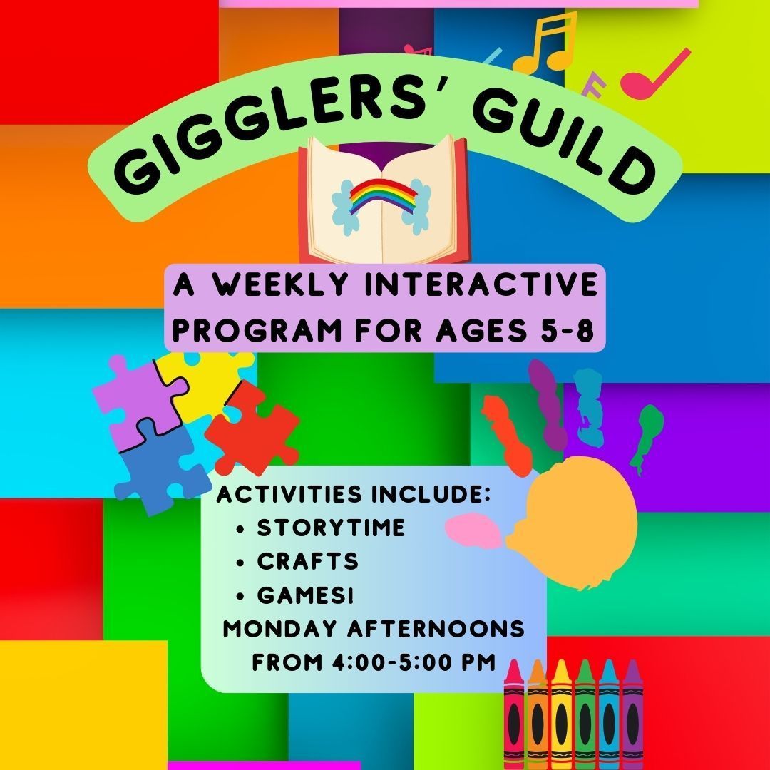 Come enjoy story time, crafts, and games for little ones ages 6-8 tomorrow afternoon!