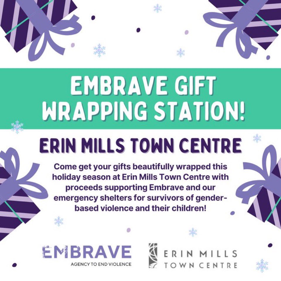 Mrs_A_Isaac's tweet image. A few members from the @elemdp #StatusofWomen &amp;amp; #HumanRights Committee volunteered to support the @Embrave_ca gift wrapping station. Proceeds support survivors of #GBV &amp;amp; their children. Visit @erinmillstown to get your gifts wrapped to support this initiative. #CatholicTeachers