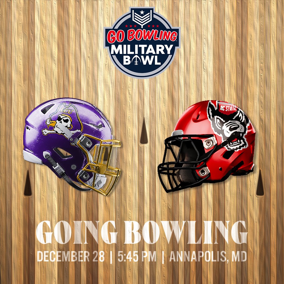 North Carolina ➡️ Annapolis

<a href="/PackFootball/">NC State Football</a> and <a href="/ECUPiratesFB/">ECU Football</a> are going bowling🎳🏈

🗓️ December 28
📍Navy-Marine Corps Memorial Stadium
⏰ 5:45 p.m.
🎟️ militarybowl.link/24tickets